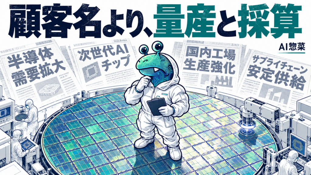 半導体工場の量産と採算を確認するAI惣菜