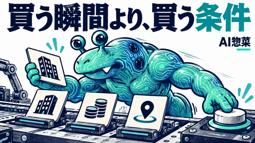売買の瞬間より条件と検証を重視するAI惣菜