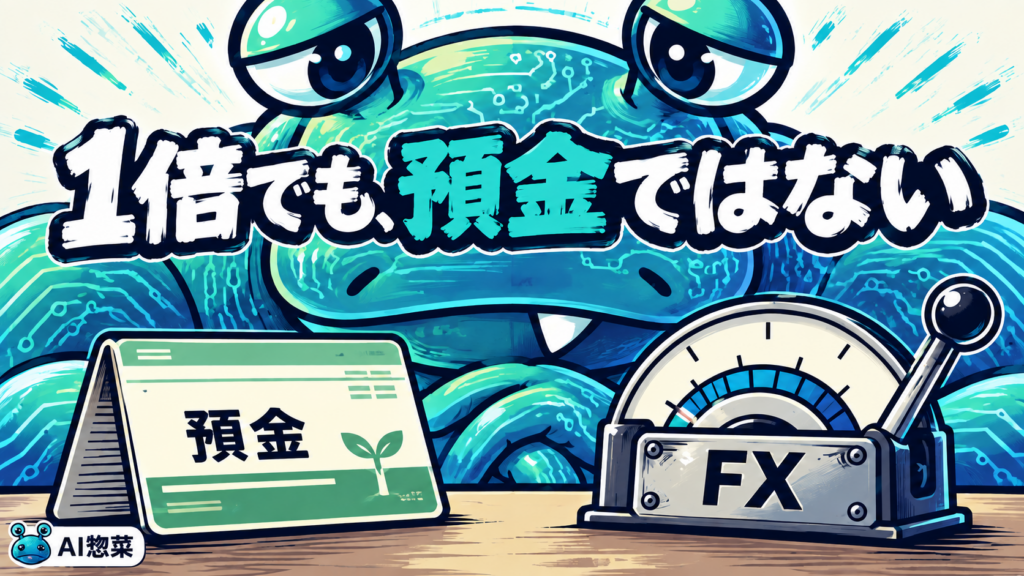 FXのレバレッジ1倍と預金の違いを確認するAI惣菜