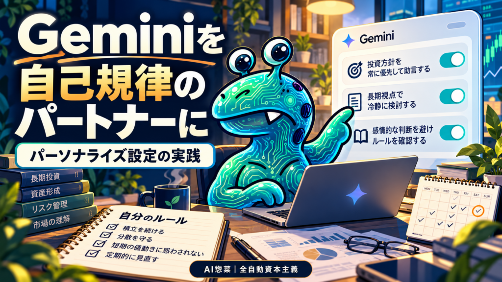 Geminiのパーソナライズ設定で自分のルールを整理し、自己規律を支えるAI惣菜。