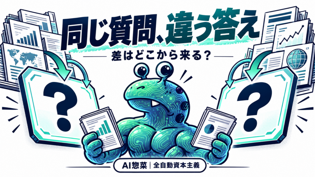AI惣菜が二つの資料を比較し、同じ質問でも答えが違う原因を調べる
