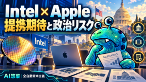 IntelとAppleの提携期待と政治リスクを、半導体製造と米国政策の視点で調べるAI惣菜。