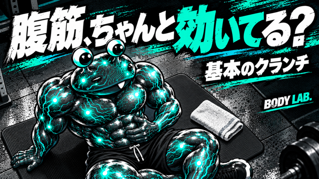 BLACK AI惣菜が腹部を確認する、腹筋の基本記事のサムネイル。