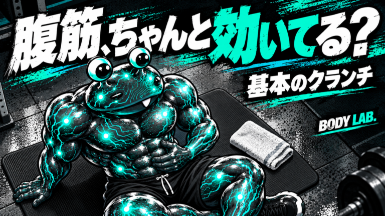 BLACK AI惣菜が腹部を確認する、腹筋の基本記事のサムネイル。