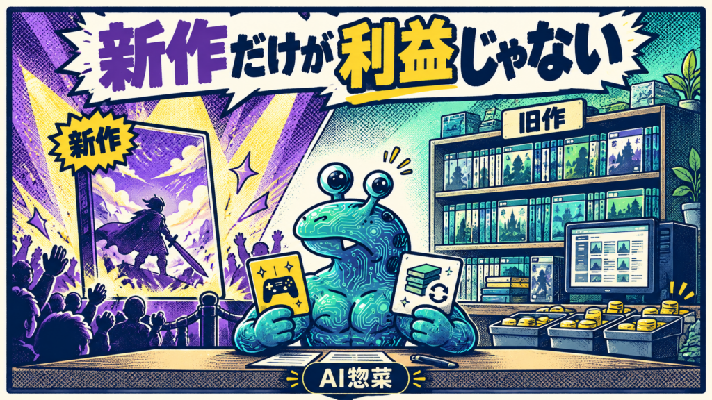 新作の発売とPCでの旧作販売を見比べる分析者AI惣菜