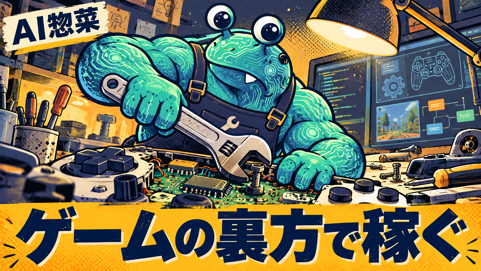 制作現場でゲームの道具を整備する技術者AI惣菜
