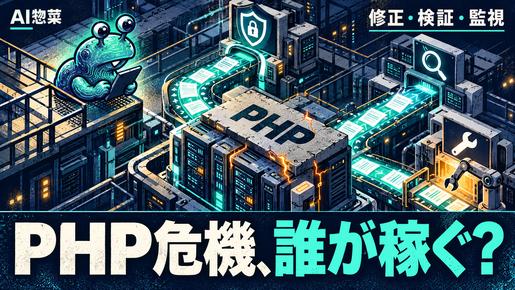 PHP脆弱性の修正・検証・監視から関連企業へ仕事が流れる様子を調べるAI惣菜